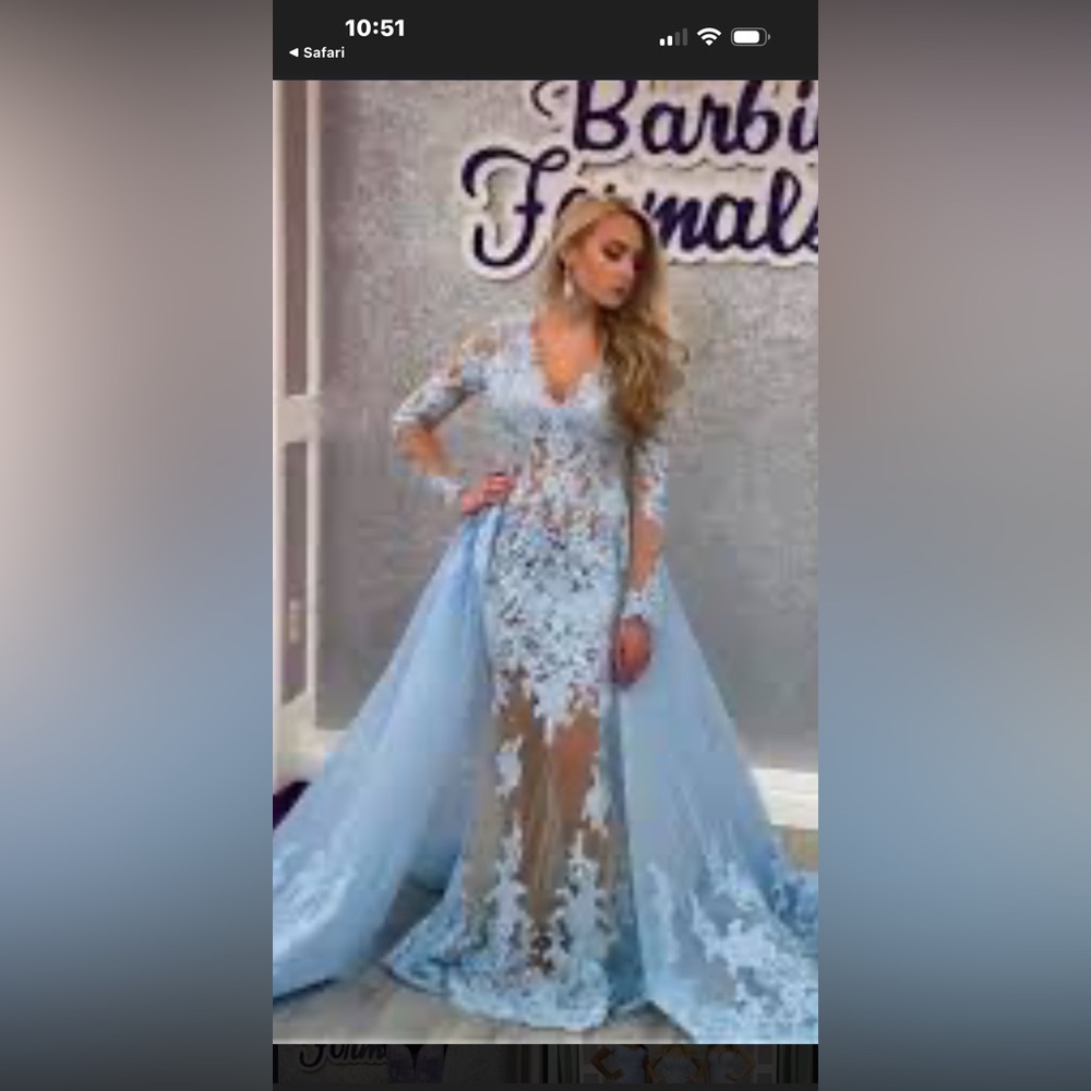 Sherri Hill Light Blue Lace Prom Dress